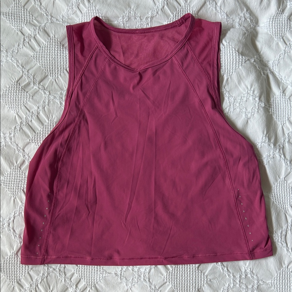 Lululemon Pink Sculpt Cropped Tank Lightweight with Reflective Details